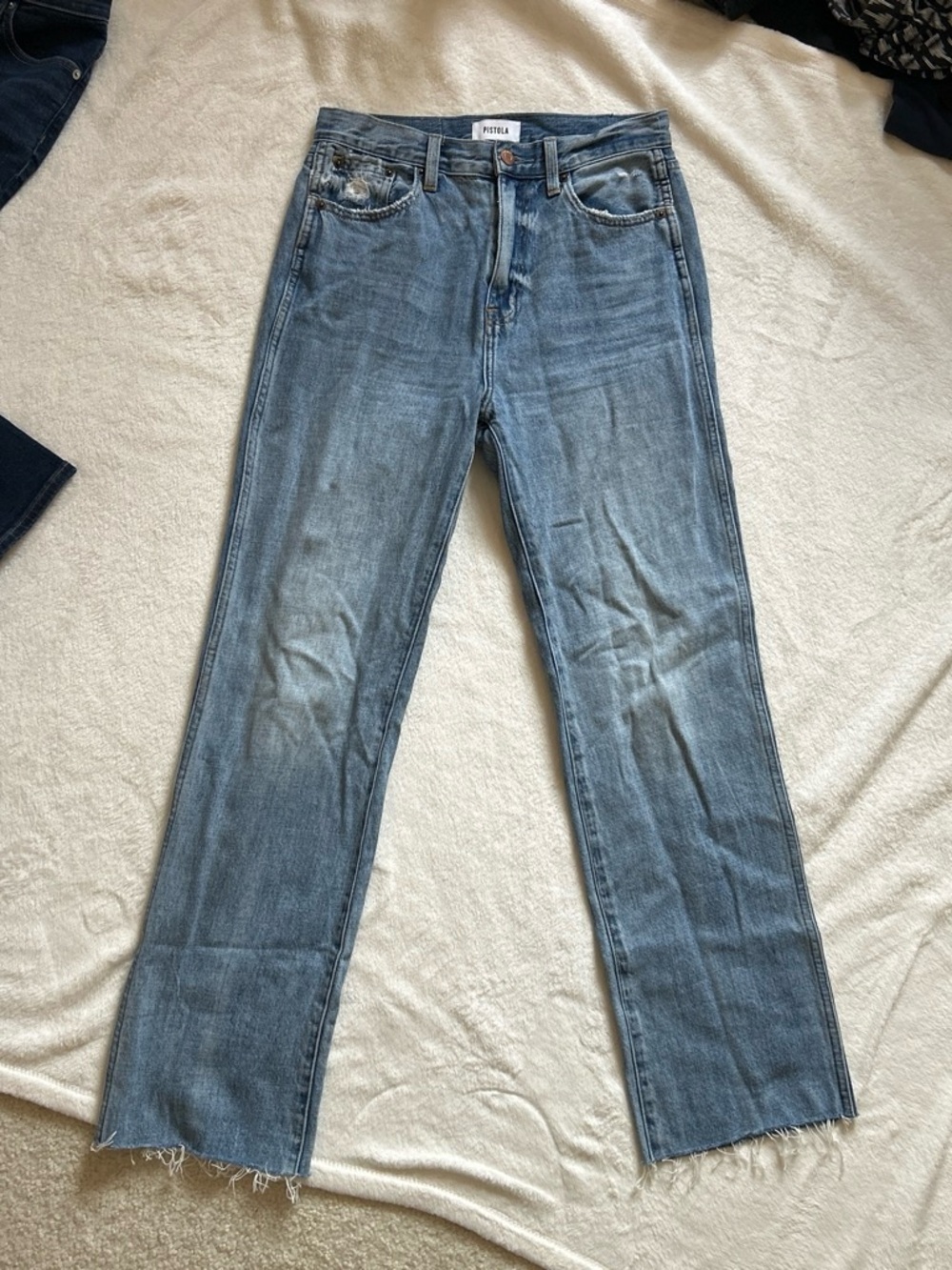 pistola faded blue distressed denim jeans